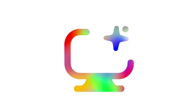 A colorful computer monitor with a star and a dot on a white background doodle animated 4k stock video