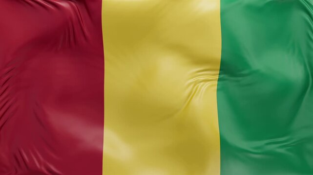 Guinea flag waving Seamless silk flag 3d animation slow motion Looping