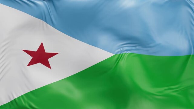 Djibouti flag waving Seamless silk flag 3d animation slow motion Looping