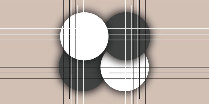 Abstract geometric composition with intersecting lines and circles.