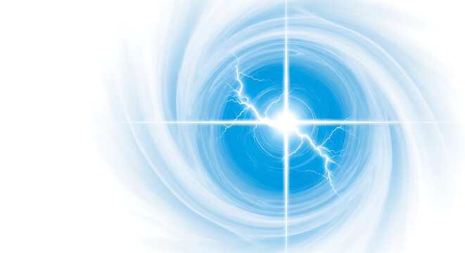 Radiant blue light spiral vortex energy background with abstract background starburst particle movement