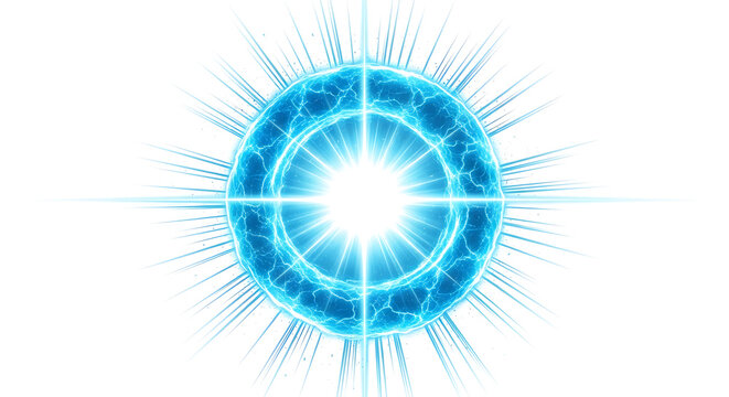 Radiant blue energy sphere with light particles particle abstract radiation explosion