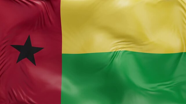 Guinea Bissau flag waving Seamless silk flag 3d animation slow motion Looping