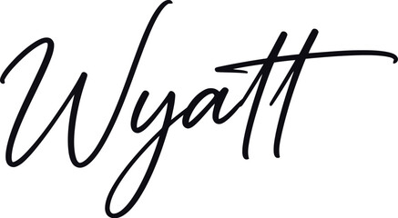 Obraz premium Wyatt is written in a black cursive script font that serves as a custom name sign design.