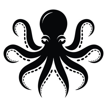 Octopus glyph vector illustration featuring marine animal design. Suitable for underwater visuals, ocean concepts, and aquatic themed artwork.