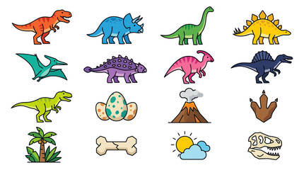 Cute Dinosaur Collection: Icons of Prehistoric Creatures and Elements © Salon