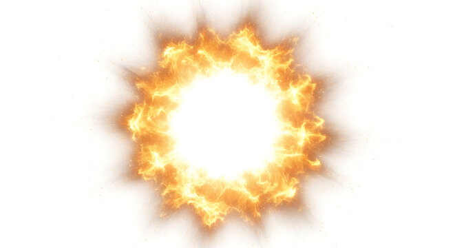 Abstract circular fire explosion effect isolated on white background with explosion circular isolated background abstract fireball combustion