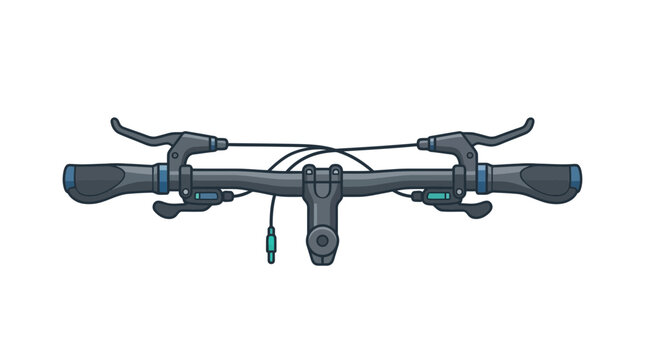Top view illustration of a bicycle handlebar with brake levers and grips.