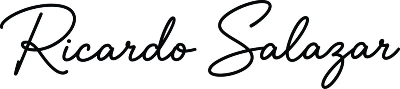 Ricardo Salazar is displayed in a sophisticated flowing script typeface for professional branding.