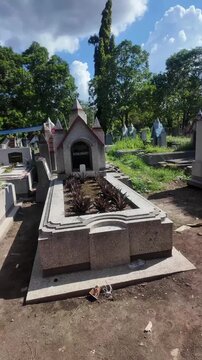 Peaceful Graveyard Environment at Historic Christian Cemetery in Malang, East Java, Indonesia