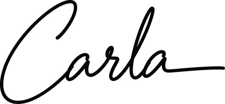 Carla is written in elegant cursive black calligraphy style on a clean and simple white background.