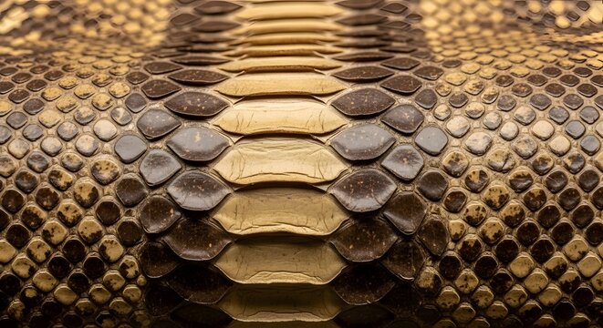 A close up view of python snake skin showing intricate patterns and natural textures.