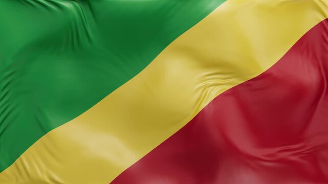 Congo flag waving Seamless silk flag 3d animation slow motion Looping