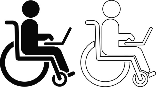 Person in wheelchair using laptop icon