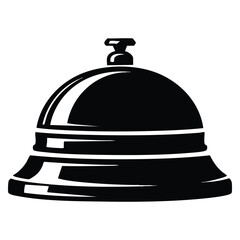 Fototapeta premium Reception service bell black silhouette. Raster flat icon illustration ideal for hotel desk, hospitality, and customer service related designs.