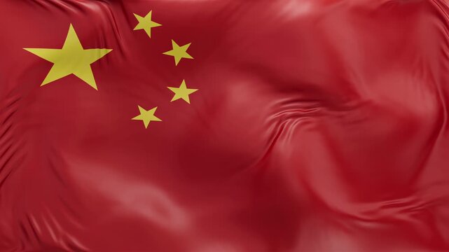 China flag waving Seamless silk flag 3d animation slow motion Looping
