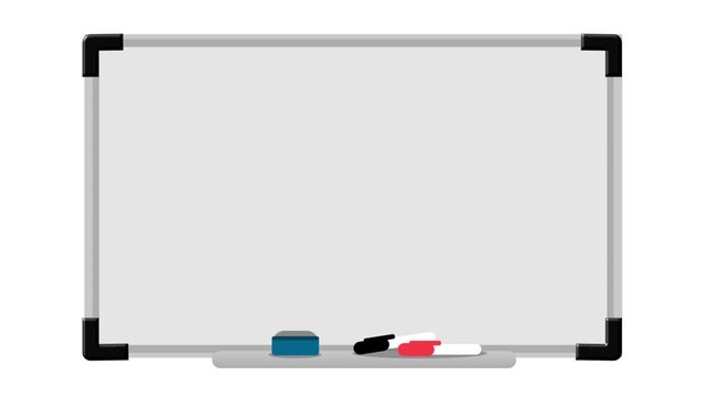  A clean presentation whiteboard slides into the frame on a solid background, creating an empty copy space template.