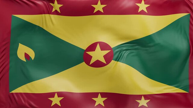 Grenada flag waving Seamless silk flag 3d animation slow motion Looping