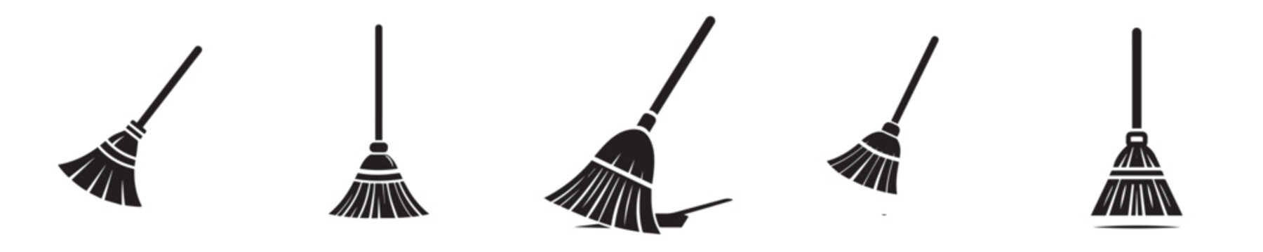 Icon broom with silhouette style
