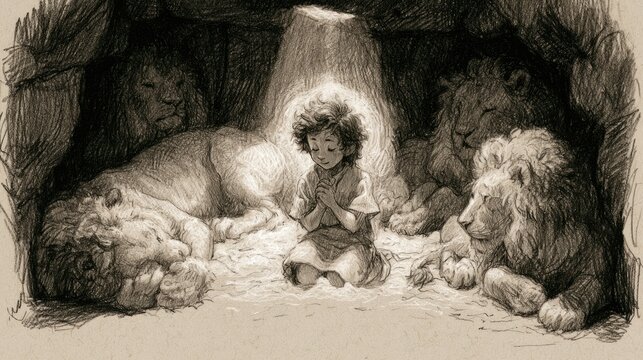 Daniel Praying In The Lion's Den