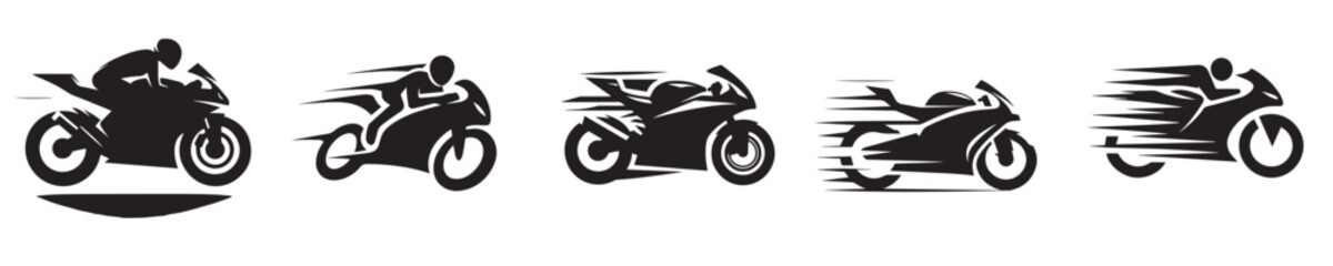 motorcycle icon with speed in silhouette style © Rifqi