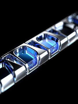 3D Chrome Loading Progress Bar Metallic Electric Blue Y2K Skeuomorphic Studio Art