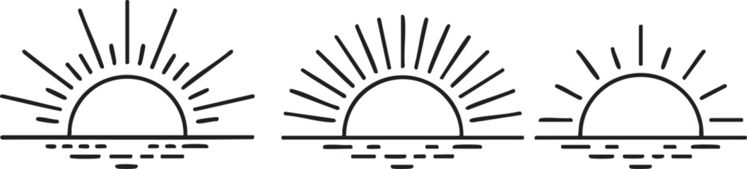 sunrise sun horizon line icons for logo and branding © AIcon Vector