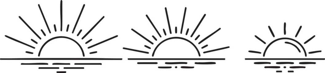 sunrise horizon sun icons linear sunray horizonline illustration © AIcon Vector