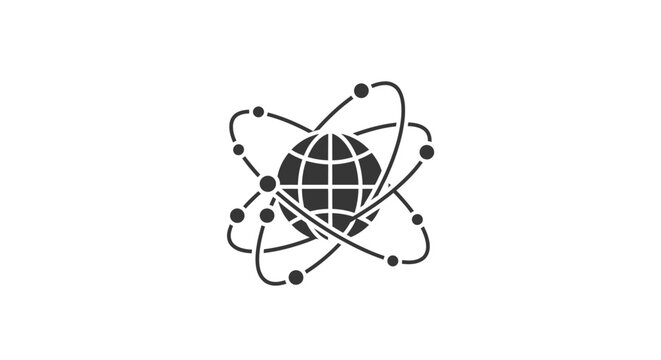 Black and white atom symbol.
