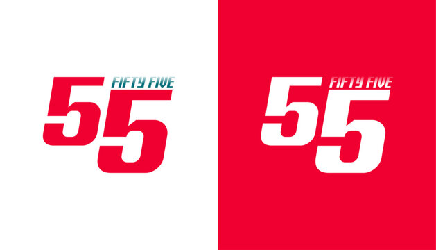 Fifty Five Number Typography Design in Modern Geometric Sports Style