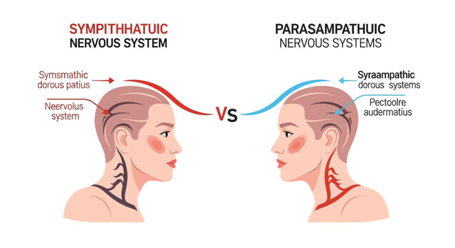 Sympathetic vs Parasympathetic Nervous Systems Comparison Diagram.