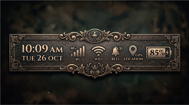 Status bar UI engraving style vector illustration