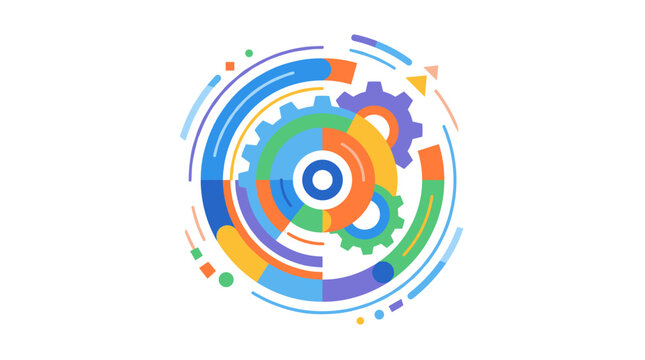 Colorful Gear Wheel Abstract Technology Concept.
