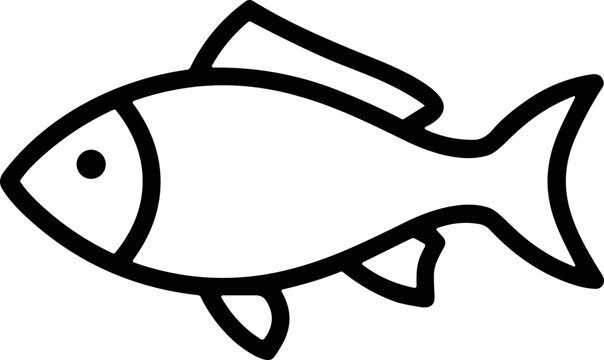 Simple Line Art Fish Icon - Marine Life Symbol