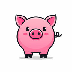 Fototapeta premium Cute Pink Pig Cartoon Character
