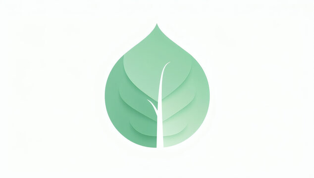 Stylized green leaf logo icon representing nature, growth, freshness, and ecological concepts in a clean, modern vector design with soft gradients