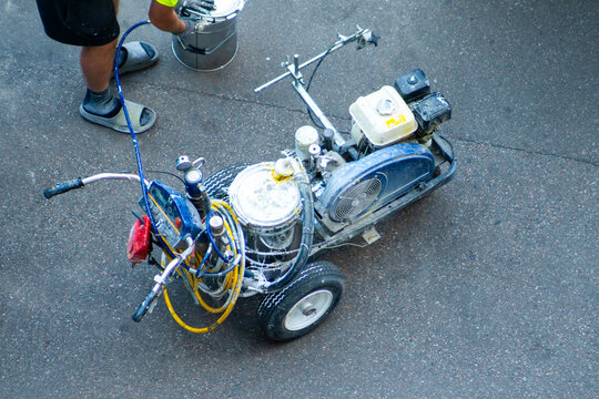 Road Marking Machine for apply lines top view.