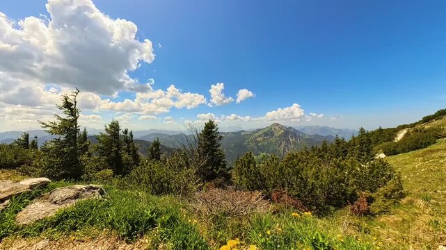 4K Timelapse video with moving clouds at Mount Hochfelln, Bergen, Traunstein, Chiemgauer Alpen, Bavaria, Germany