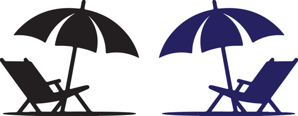Beach chairs with umbrellas black and blue © NasimaAktar