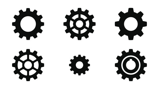 gear shapes in silhouette mechanical industrial engineering