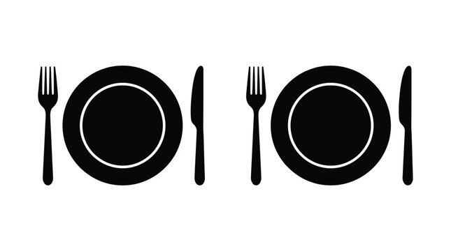 dinnerware set silhouette fork knife plate cutlery