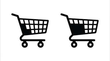 shopping cart silhouette black white background icon © MdRakib
