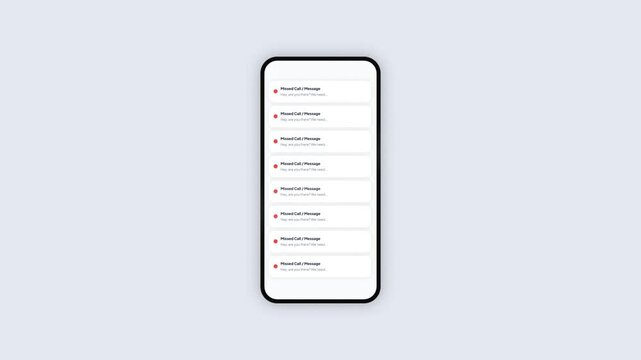 Smartphone screen displaying multiple missed call notifications transitioning into focus mode interface