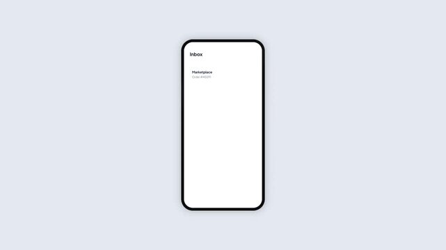 Smartphone interface displaying mobile shopping push notification card overlay for order confirmation and green verification animation, modern minimal style UI UX design template