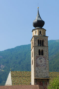 Old Belfry (campanile) in Glorenza ( German: Glurns ), South Tyrol, Italy