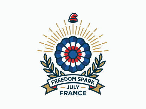 Bastille Day French Crest Emblem for Freedom Spark July