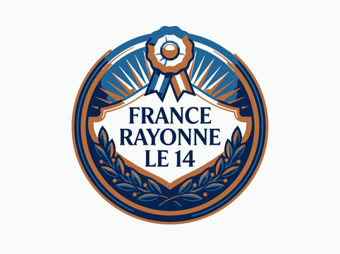 Bastille Day Emblem for France Rayonne Le 14