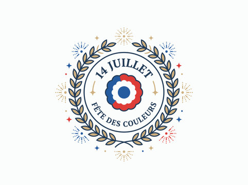 Decorative Bastille Day Seal With Tricolore Emblem