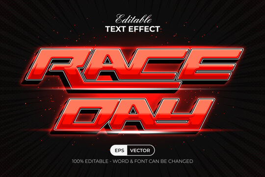 Text Effect Race Day 3D Style. Editable Text Effect.
