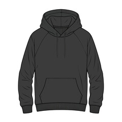 Blank Dark Gray Hoodie Mockup Flat Design © Yunan